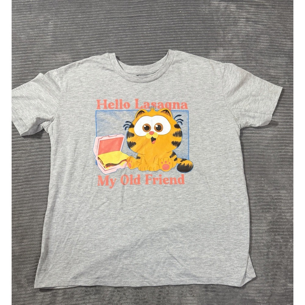 Garfield The Movie Hello Lasagna My Old Friend T Shirt Womens Tee Gray Sz Xl